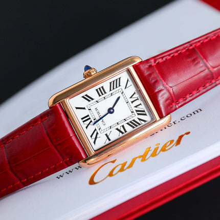 TANK MUST SMALL PINK GOLD LEATHER STRAP WHITE DIAL