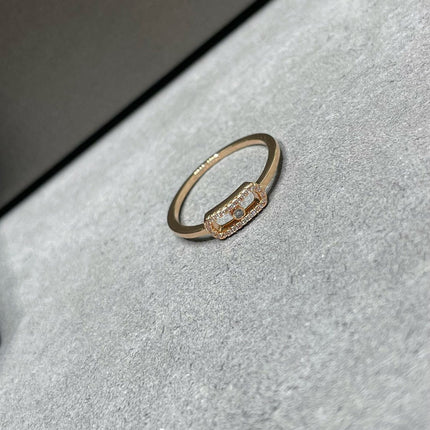 MOVE UNO PINK GOLD DIAMOND PAVED RING