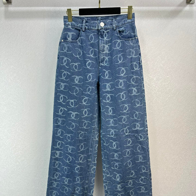 DENIM CC LOGO DARK BLUE WHITE AND SILVER JEANS