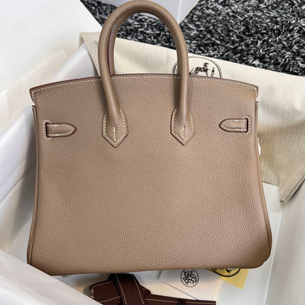 HM BIRKIN 25CM BROWN TOGO LEATHER SILVER HARDWARE