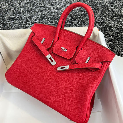 HM BIRKIN 25CM RED TOGO LEATHER SILVER HARDWARE