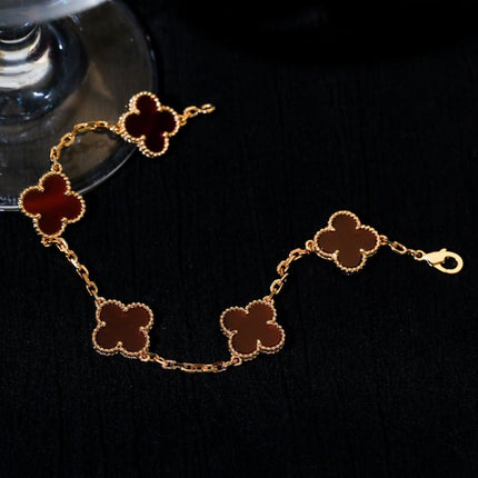 CLOVER BRACELET 5 MOTIF CARNELIAN