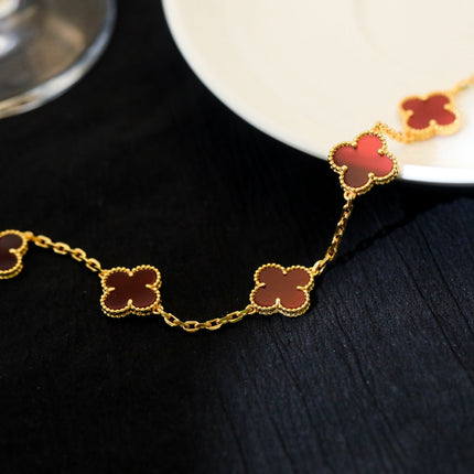 CLOVER BRACELET 5 MOTIF CARNELIAN