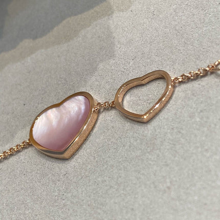 HAPPY HEART PINK MOP PINK GOLD BRACELET