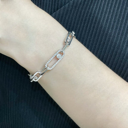 MOVE CHAIN LINK SILVER DIAMOND BRACELET