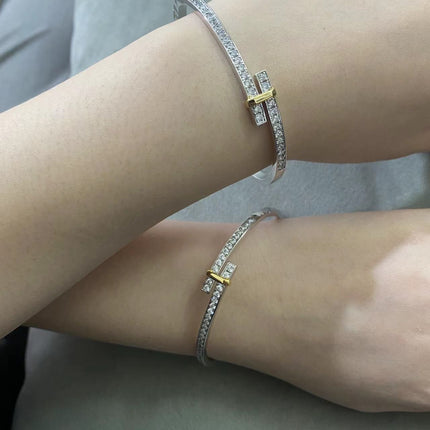 EDGE DIAMOND GOLD SILVER BRACELET