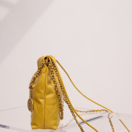 CC HOBO BAG 22 YELLOW LAMBSKIN GOLD HARDWARE