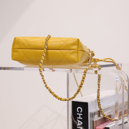 CC HOBO BAG 22 YELLOW LAMBSKIN GOLD HARDWARE