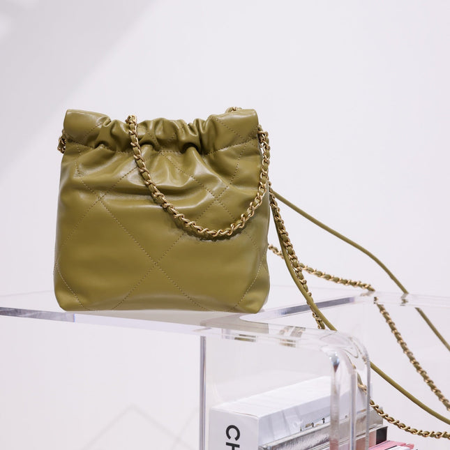 CC HOBO BAG 22 KHAKI LAMBSKIN GOLD HARDWARE 20CM