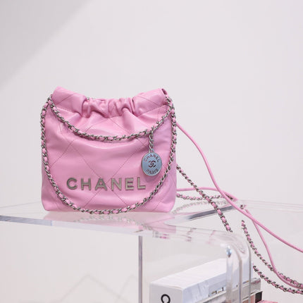 CC HOBO BAG 22 PINK LAMBSKIN SILVER HARDWARE 20CM