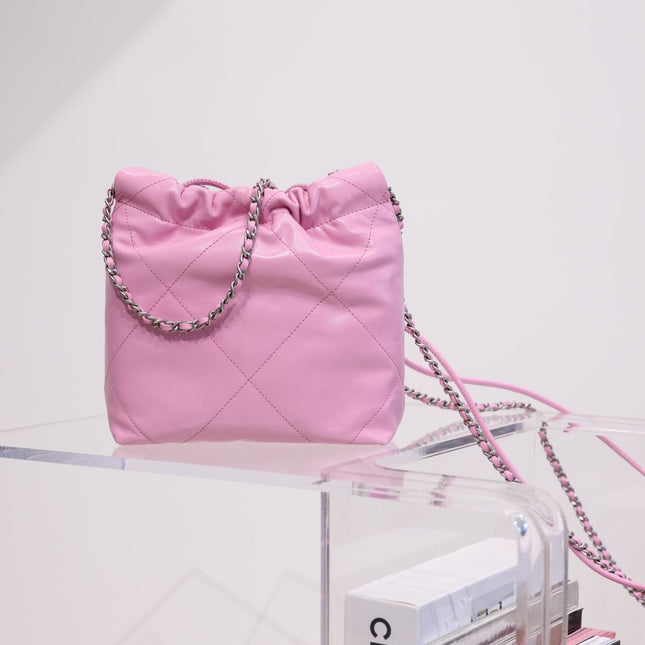 CC HOBO BAG 22 PINK LAMBSKIN SILVER HARDWARE 20CM