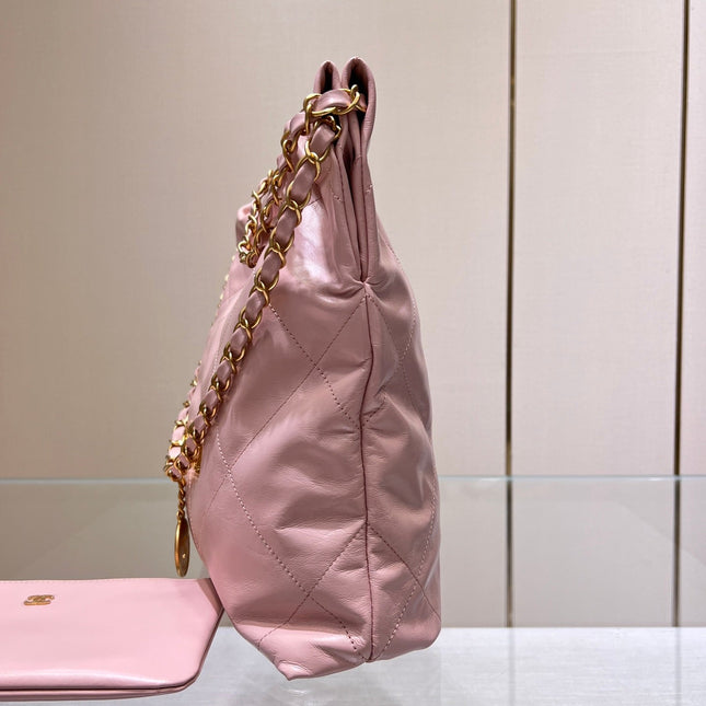 CC HOBO BAG 22 PINK LAMBSKIN GOLD HARDWARE