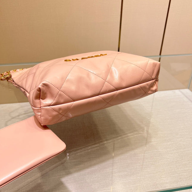 CC HOBO BAG 22 PINK LAMBSKIN GOLD HARDWARE