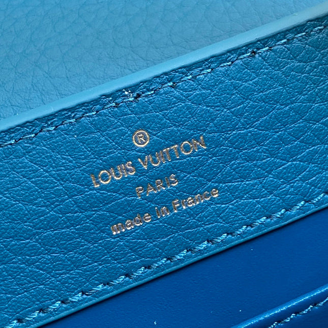 CAPUCINES MINI 21 BLUE TAURILLON GOLD  HARDWARE