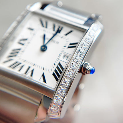 TANK FRANCAISE 25 STEEL DIAMOND BEZEL WHITE DIAL