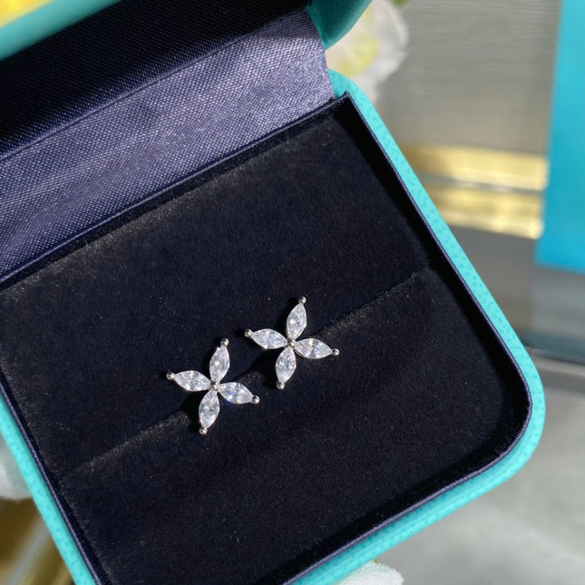 VICTORIA SILVER DIAMOND STUD MINI EARRINGS