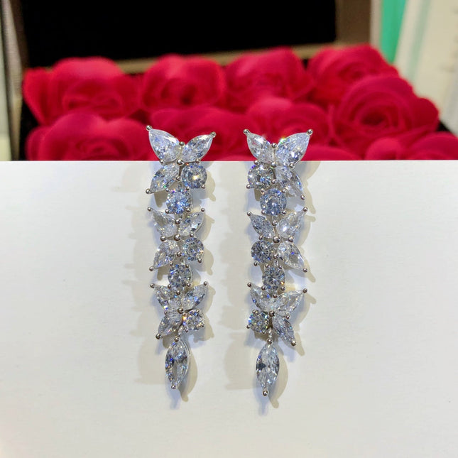 VICTORIA SILVER DIAMOND DROP EARRINGS