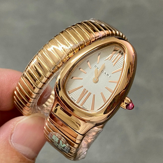 SERPENTI SPIGA PINK GOLD CERAMIC WHITE DIAL