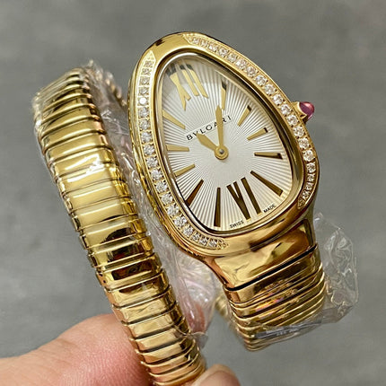 SERPENTI SPIGA GOLD DIAMOND BEZEL WHITE DIAL