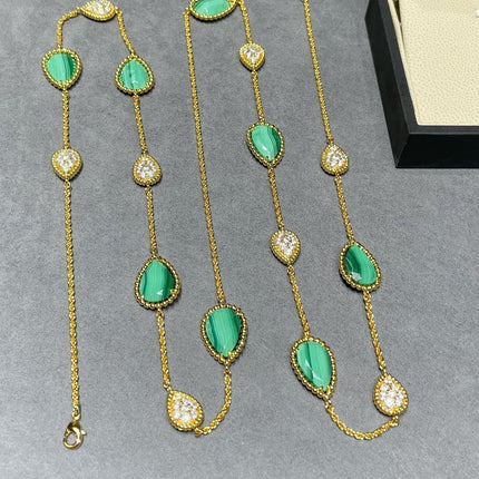 BOHEME 16 MOTIF MALACHITE DIAMOND GOLD NECKLACE