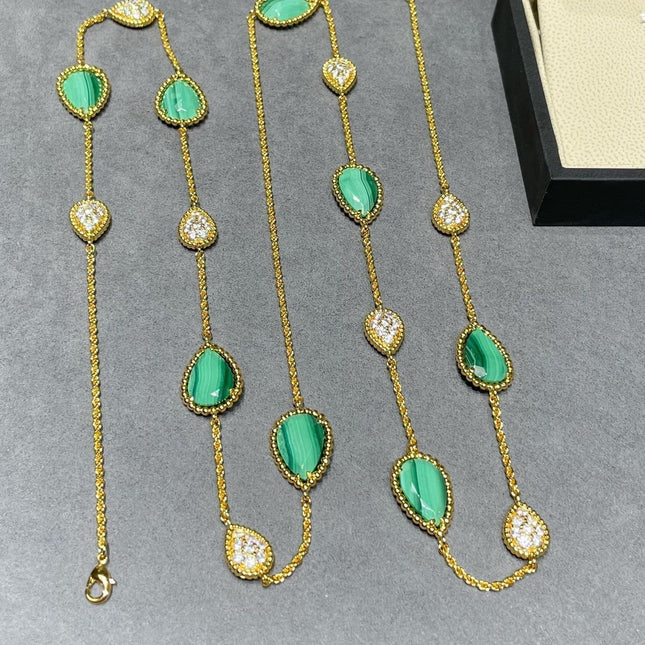 BOHEME 16 MOTIF MALACHITE DIAMOND GOLD NECKLACE