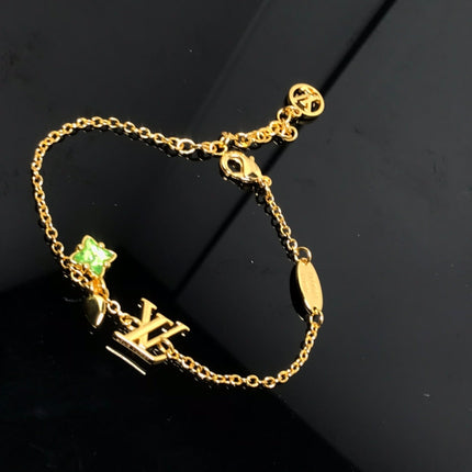 LV LOGO MALACHITE STAR GOLD BRACELET