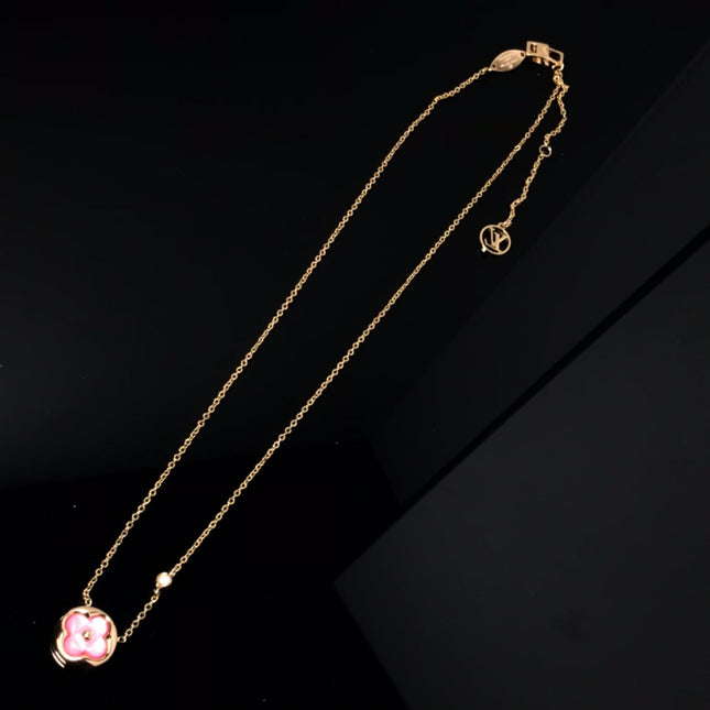 LV COLOR BLOSSOM PINK MOP SUN GOLD NECKLACE