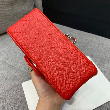 MINI SQUARE FLAP BAG 17CM RED CAVIAR SILVER HARDWARE