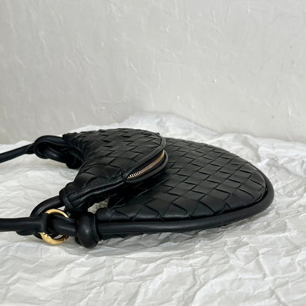 BV MEDIUM GEMELLI 36CM BLACK LAMBSKIN LEATHER