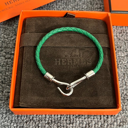 HM JUMBO LEATHER SILVER BRACELET