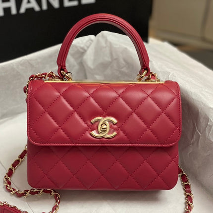 CC TRENDY 20CM RED LAMBSKIN GOLD HARDWARE