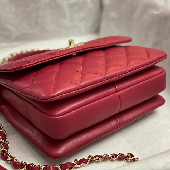 CC TRENDY 20CM RED LAMBSKIN GOLD HARDWARE