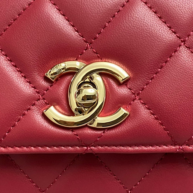 CC TRENDY 20CM RED LAMBSKIN GOLD HARDWARE