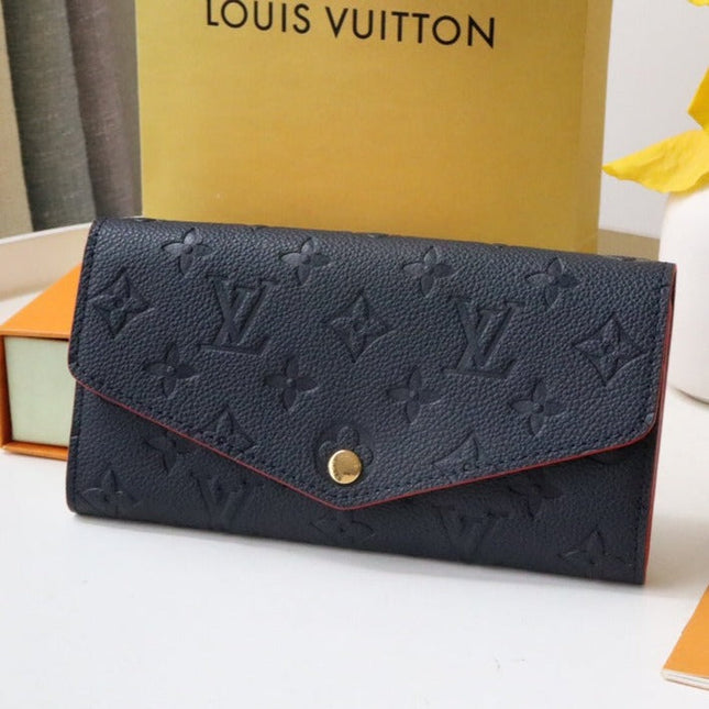 SARAH WALLET BLACK RED MONOGRAM EMPREINTE 19CM