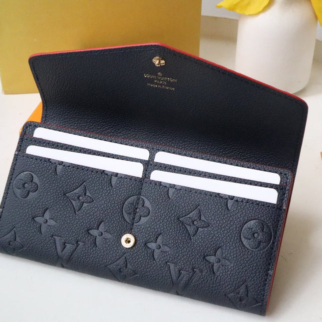 SARAH WALLET BLACK RED MONOGRAM EMPREINTE 19CM