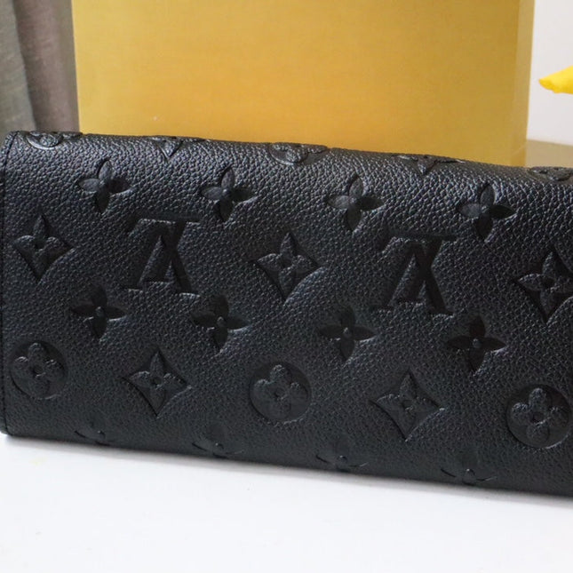 SARAH WALLET BLACK MONOGRAM EMPREINTE 19CM