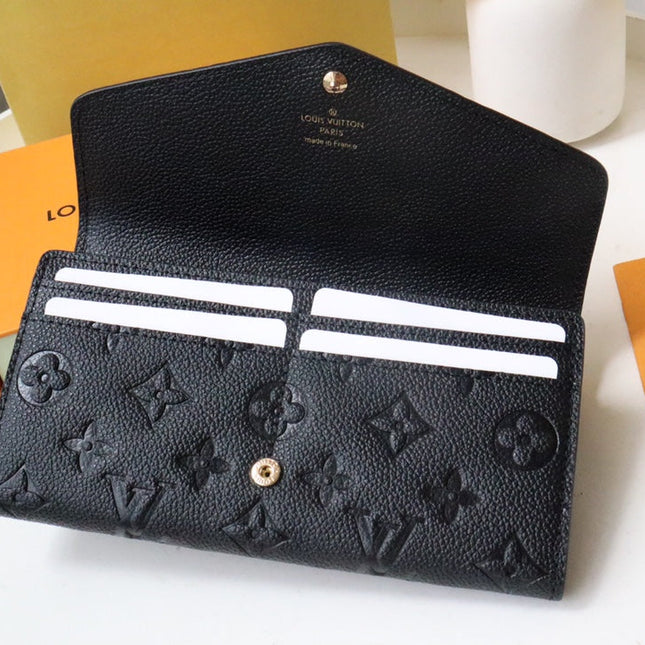 SARAH WALLET BLACK MONOGRAM EMPREINTE 19CM