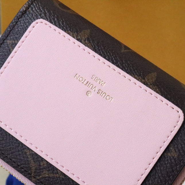 LOU WALLET 11.5CM BROWN PINK MONOGRAM CANVAS