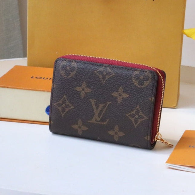 LOU WALLET 11.5CM BROWN RED MONOGRAM CANVAS