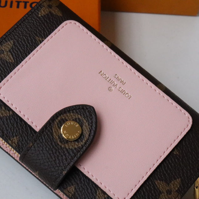 JULIETTE WALLET 13.5 BROWN PINK MONOGRAM CANVAS