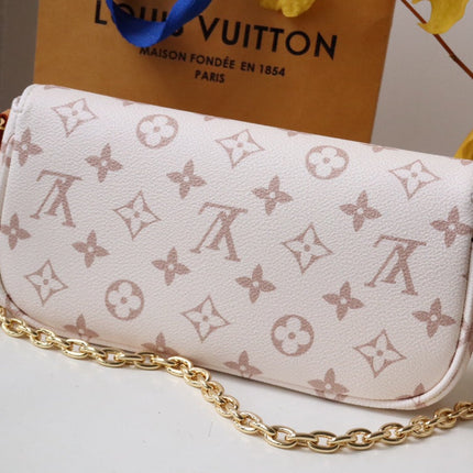 LV WOC 2WAY CHAIN WHITE PINK LEATHER