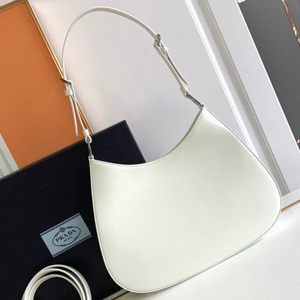 CLEO 30 WHITE BRUSHED LEATHER SHOULDER BAG