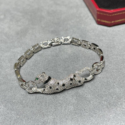 PANTHERE DE CARTI SILVER DIAMOND ONYX BRACELET