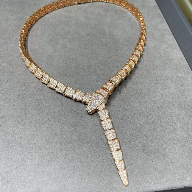 SERPENTI VIPER PINK GOLD DIAMOND PAVED NECKLACE