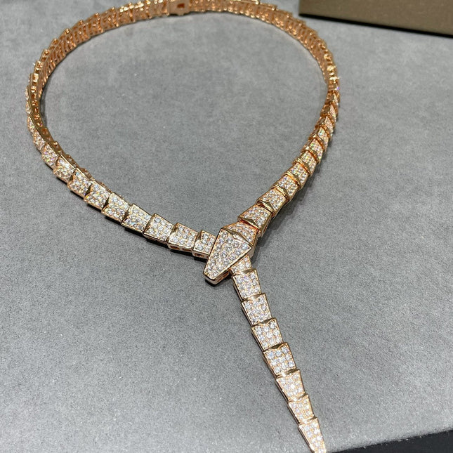 SERPENTI VIPER PINK GOLD DIAMOND PAVED NECKLACE