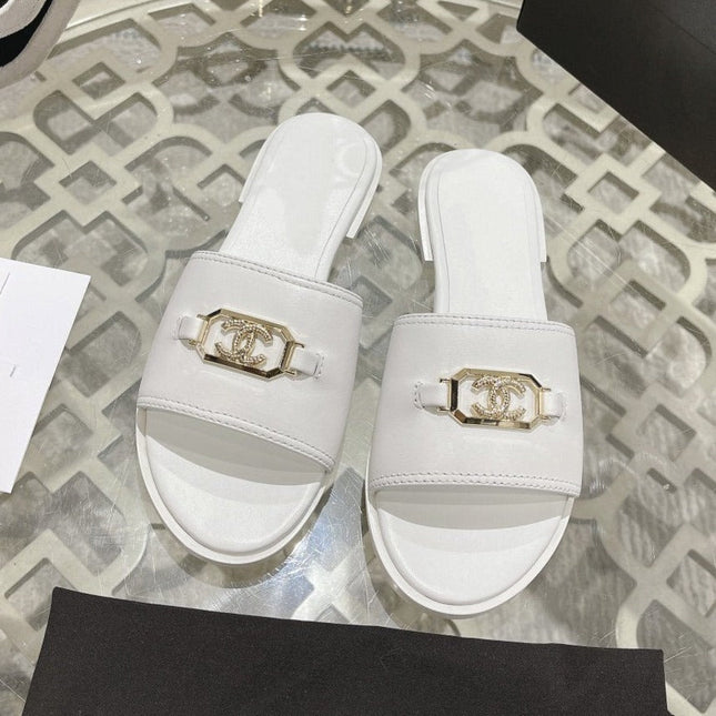 Mules White Shiny Calfskin