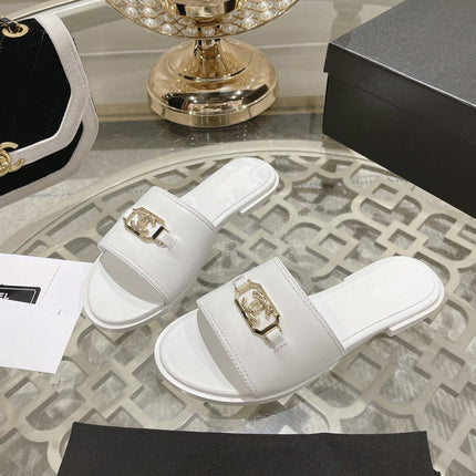 Mules White Shiny Calfskin