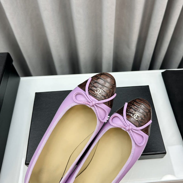 ballet flats pink brown lambskin