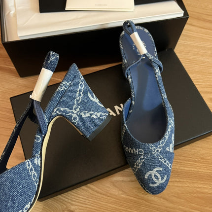 high slingbacks blue denim