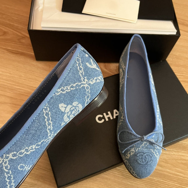 ballet flats light blue denim